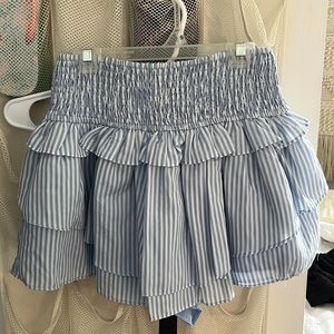 Blue and white striped ruffle skirt